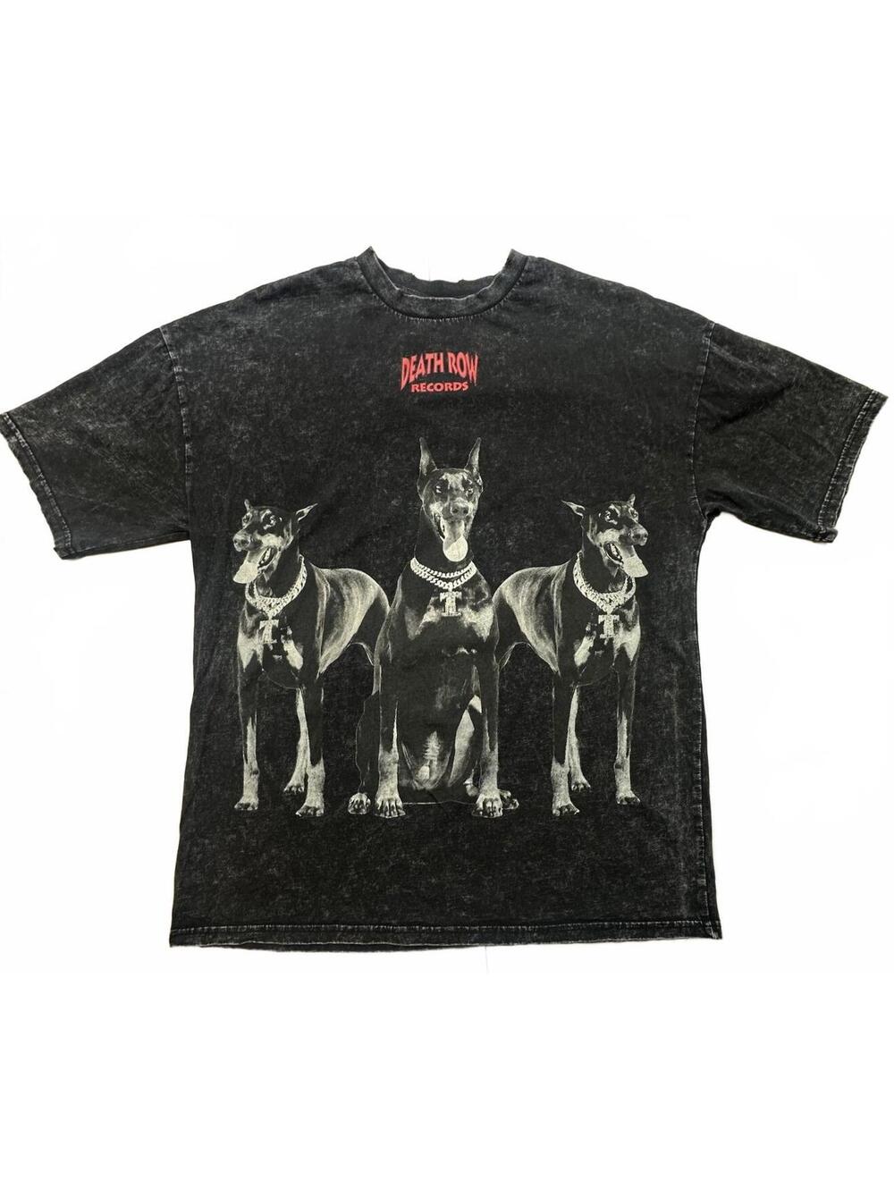 Death Row Records Men’s Large Doberman Dogs Graphic T Shirt Acid Wash Black
